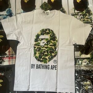 A Bathing Ape White T-Shirt with Camo Ape Logo